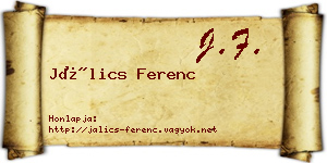 Jálics Ferenc névjegykártya